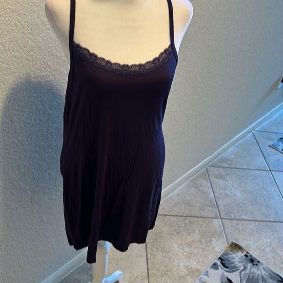 382 Womens M Semi Sheer Peacock Print Mini Slip Dress Blue Purple Flowy Vacation - Picture 3 of 11